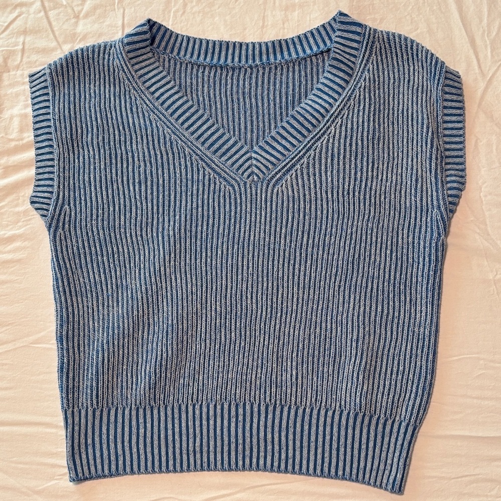 Blue Striped Women's Sweater Vest